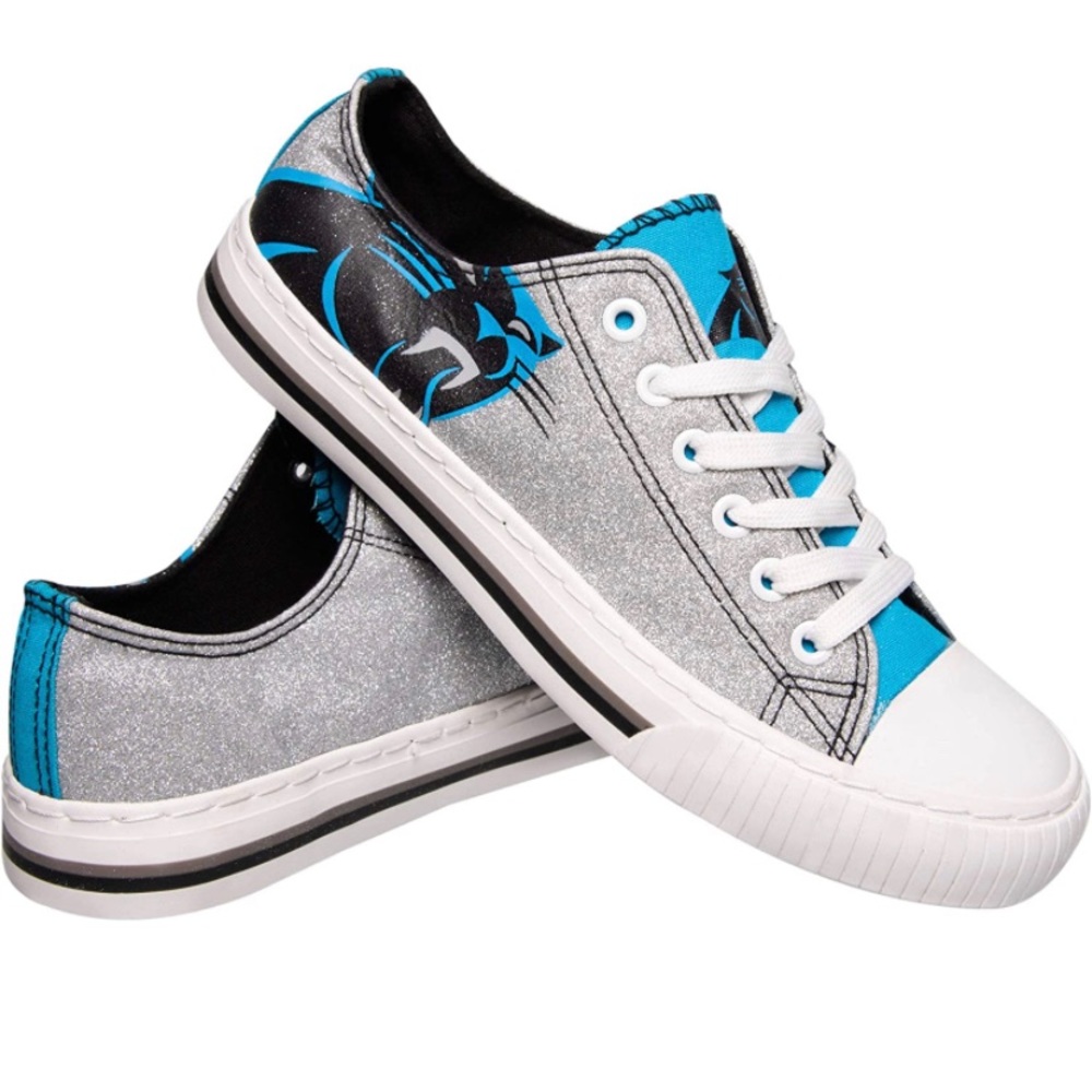 FOCO Womens NFL Team Logo Glitter Low Top Canvas Sneakers Shoes
